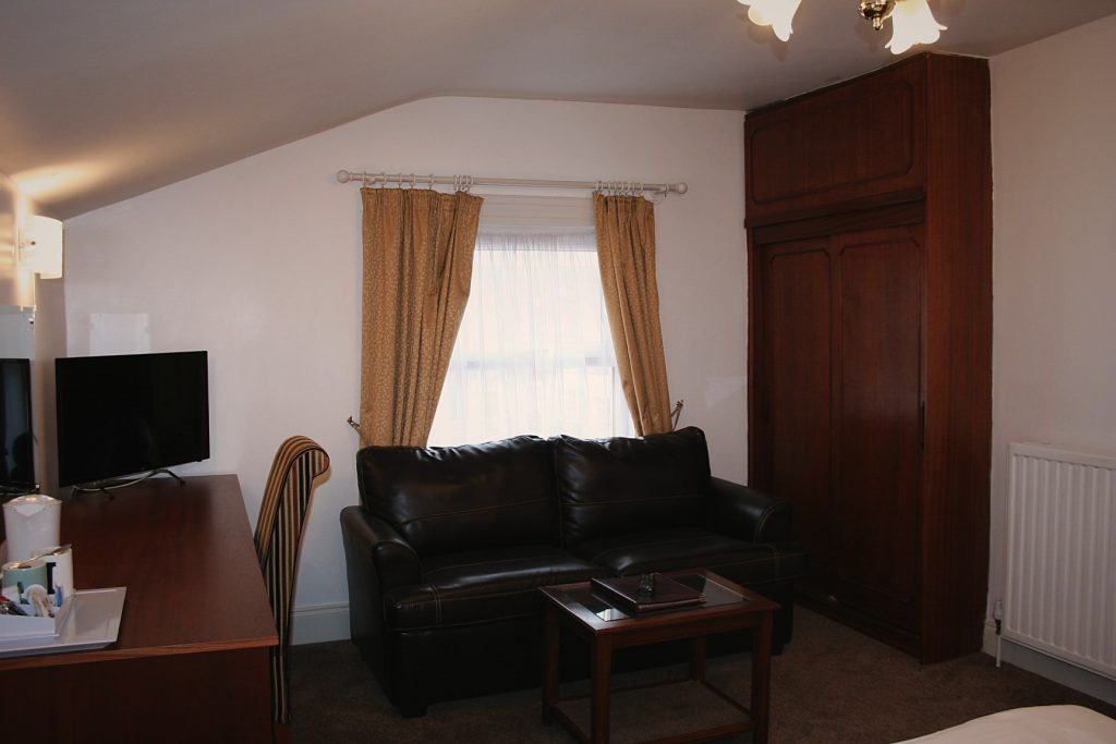 Apartment lounge with leather sofa